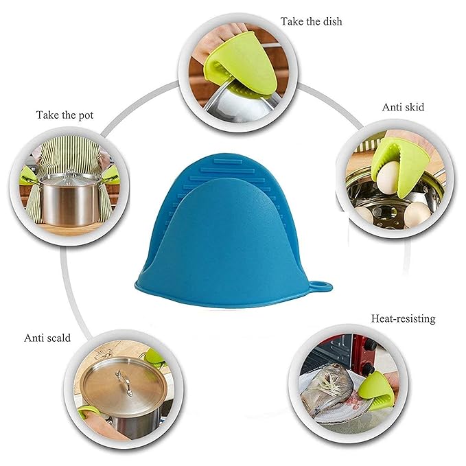 Silicone Pot Holders Heat Resistant, Oven Mitts Gloves Cooking Pinch Grips Glove Hand Clip