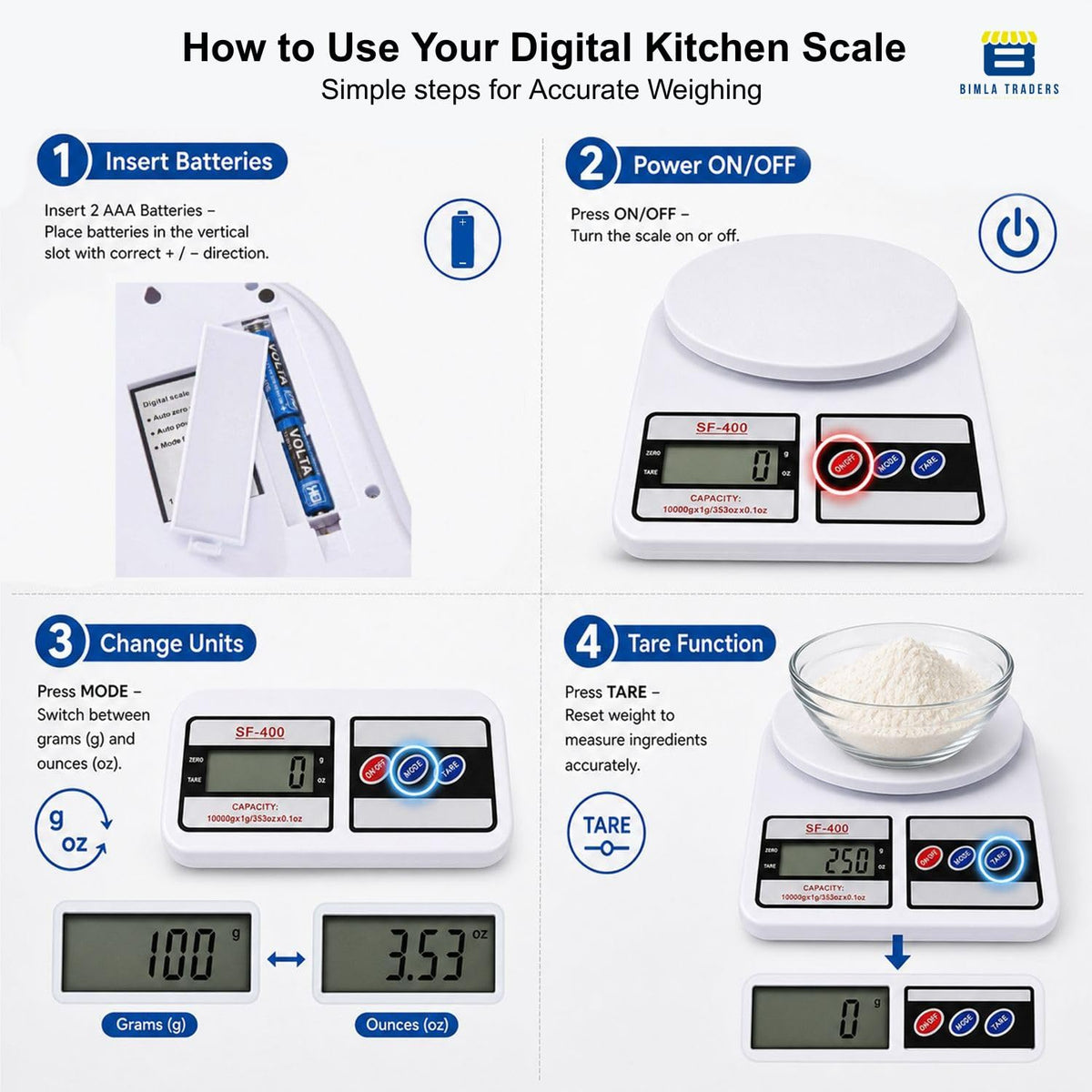 HomeMagicco Preciso™ Digital Kitchen Scale – 10kg High-Precision Food Weighing Scale