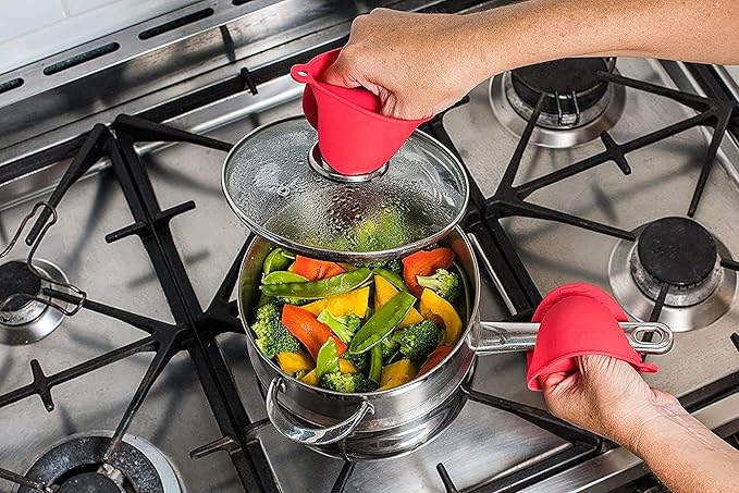 Silicone Pot Holders Heat Resistant, Oven Mitts Gloves Cooking Pinch Grips Glove Hand Clip