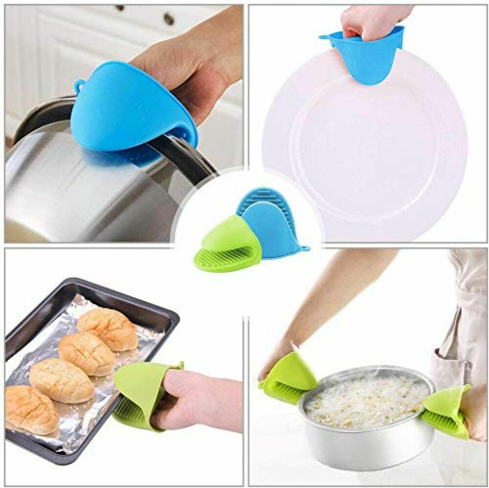 Silicone Pot Holders Heat Resistant, Oven Mitts Gloves Cooking Pinch Grips Glove Hand Clip
